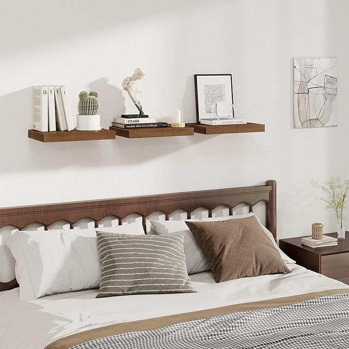 Fun Memories 12 Inch Deep Floating Shelves, 16 x 12 Wooden Wall Shelves, Extra Deeper & Thicker Rustic Wall Mounted Storage S