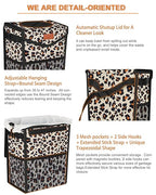 Car Trash Can with Lid, Cute Leakproof Car Trash Garbage Bag Hanging Vehicle Trash Bin Small Portable Automotive Garbage Cans Organizer for Back/Front Seat/Console(2.8 gal,Leopard