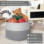 INDRESSME Extra Large Laundry Basket, Cotton Rope Blanket Basket for Nursery Living Room, Decorative Woven Storage Basket wit