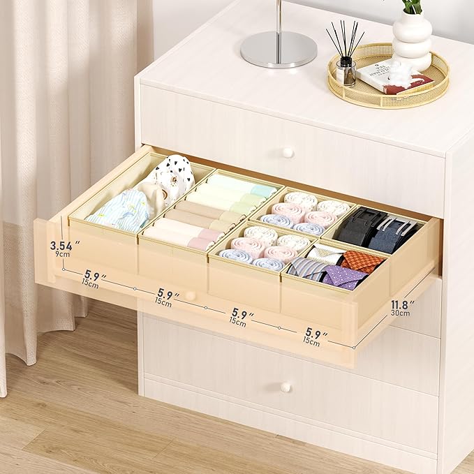 DIMJ Drawer Organizer Clothes Storage - 16 Pack Baby Dresser Organizer for Nursery, Foldable Drawer Dividers for Bedroom Clos