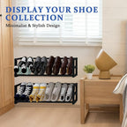 2 Pack Narrow Wall Mounted Shoe Rack for Small Spaces, Hanging Shoe Rack Holds 8 Pairs, 17"-30"Adjustable Heavy Duty Wall Sho
