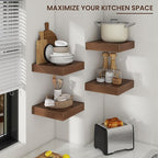 Square Floating Shelves for Wall, 12" W x 12" D x 2" H, 2 Pack, Small Wall Mounted Engineered Wood Shelves with Invisible Bra
