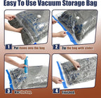 HIBAG Vacuum Storage Bags, 12 Jumbo Vacuum Seal Bags for Clothing, Space Bags for Clothes, Comforters, Blankets, Bedding (12J