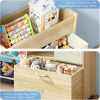 EXPERLAM Toy Storage Organizer for Kids, 9-Bin Toy Organizer with 2-Drawers,Movable Toy Chest and Top Rack, Kids Bookshelf an