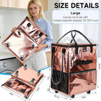 Reusable Grocery Bag on Wheels, 130L Large Capacity Foldable Shopping Trolley Cart with 5 Swivel Wheels, Multiple Pockets, Zipper Closure & Heavy Duty Handles, for Shopping, Travel, Large, Rose Gold
