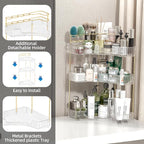 Makeup Organizer Countertop 3 Tier, Corner Bathroom Countertop Organizer with Toothbrush and Makeup Brush Holder, Corner Vani