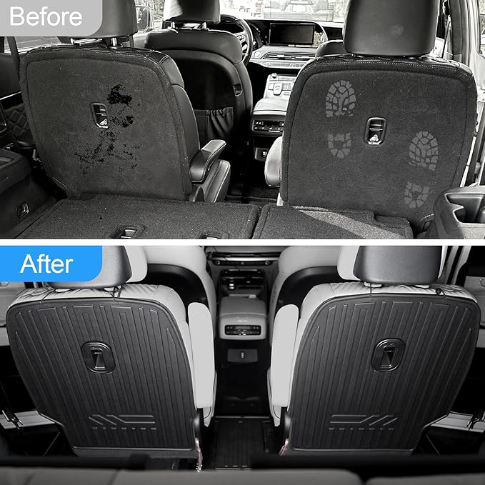 Second Row Backrest Mats for 2020-2025 Hyundai Palisade, All Weather TPE Seat Back Covers Kick Mats for Hyundai Palisade Accessories-7 Passenger Only