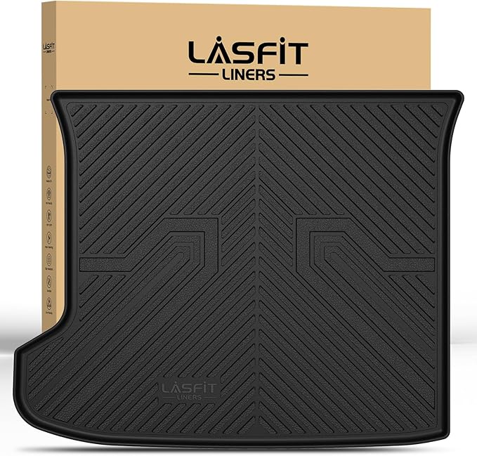LASFIT Cargo Mat for Kia EV6 2024 2023 2022, All Weather TPE Custom Fit Easy Clean Car Trunk Mat for Kia EV6 2022-2024 Cargo Liner, Black