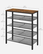 VASAGLE Shoe Rack for Entryway, 5-Tier Shoe Rack Organizer with Storage Shelves and Spacious Top, Freestanding, Adjustable, I
