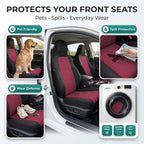 FH Group Full Set Car Seat Covers Classic Cloth Universal Fit Burgundy Seat Covers,Washable High Back Combo Small Car Seat Co