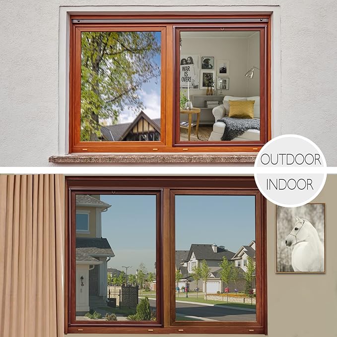 HIDBEA Window Film Daytime Privacy, Heat Control UV Blocking Reflective One Way Mirror Window Tint for Home, Non-Adhesive Self Static Cling Window Stickers (Silver, 35.4 Inch × 6.5 Feet)