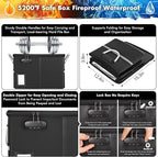 TOMKID 5200°F Fireproof Document Box, Fire Important Document Organizer with Lock, Upgraded Heat Insulated Filing Storage Cab