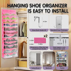 Kotkn Over The Door Shoe Organizer with 12 Large Breathable Pockets - Durable Hanging Storage for the Entire Family's Shoes (