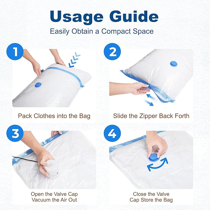HOUSE DAY 10 Jumbo Vacuum Seal Bags For Clothing Travel, 80% Space Saving Travel Vacuum Bags with Electric Pump, Vacuum Stora