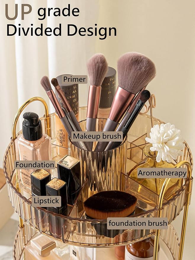 Asayuee 360 Rotating Makeup Organizer,3 Tier Large Capacity Make Up Organizers and Storage,Skincare Perfume Vanity Organizers