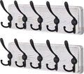 Dseap Coat Rack Wall Mounted - 5 Tri Hooks, Heavy Duty, Wooden Wall Coat Hanger Coat Hook for Clothes Hat Jacket Clothing, Wh