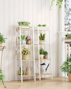 Hzuaneri Ladder Shelf, Bookshelf Bookcase, Freestanding Corner Storage Shelve with 2 Hooks for Home Office, Living Room, Kitc