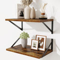 Floating Shelves for Wall,18" Wall Mounted Shelves Set of 2,Wood Floating Shelf with Bracket,Sturdy Metal Bracket Bookshelves