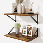 Floating Shelves for Wall,18" Wall Mounted Shelves Set of 2,Wood Floating Shelf with Bracket,Sturdy Metal Bracket Bookshelves