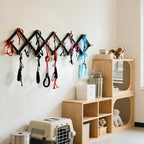 SKOLOO Accordion Wall Hanger with 16 Hooks, Modern Expandable Coat Rack Hat Rack for Wall, Solid Wooden, Natural on Black