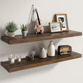 Fun Memories Solid Elm Wood Floating Shelves Set of 2-36 Inch Rustic Wall Shelves with Heavy-Duty Invisible Brackets - for Li