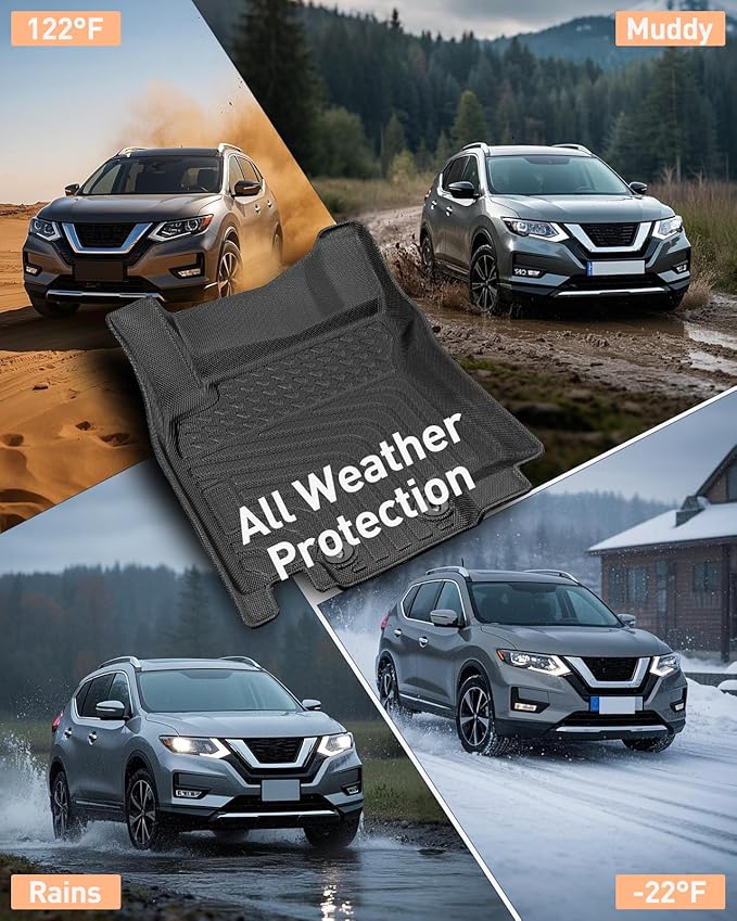for Nissan Rogue Floor Mats 2014-2020, Full Set All Weather Floor Cargo Liners Trunk Backrest Back Seat, Car Carpet Rubber Interior Accessores 2019 2018 2017 2016 2015 Not Sport