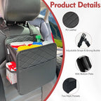 Upgrade Car Seat Organizer Backseat with Storage Pockets, Multipurpose Car Organizer Hanging, Car Trash Bag Can,Premium PU