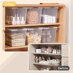 Citylife 7.8 QT 6 Pack Small Storage Bins Plastic Storage Container Stackable Box with Lids for Organizing, Clear White