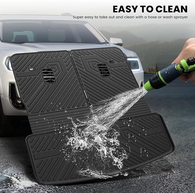 LASFIT Trunk Mat with Backrest Mat for GMC Acadia 2017-2023, All Weather TPE Custom Fit Cargo Mat Trunk Liner with Backrest Mat, Black
