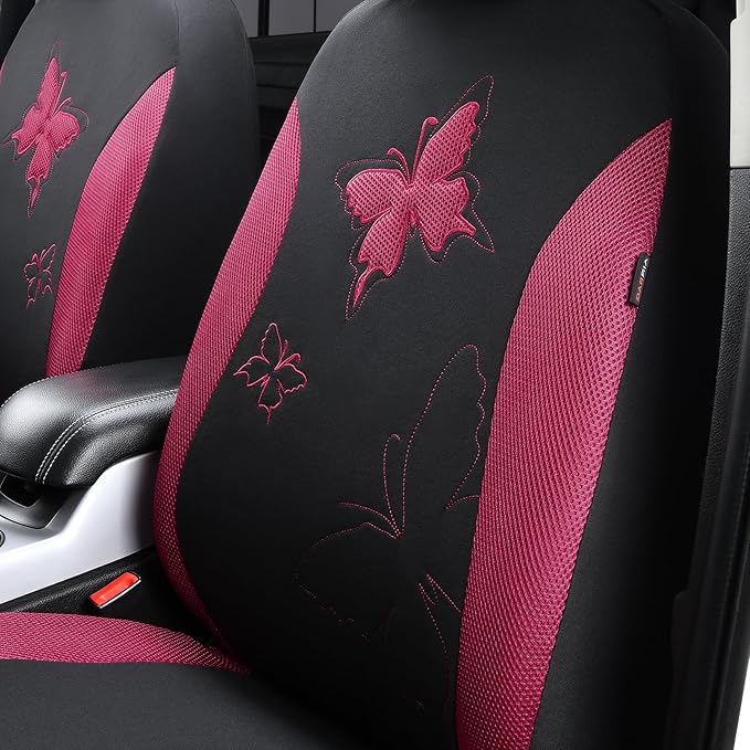 Flying Banner Butterfly car seat Covers ful Set Fashion Universal Lady Woman Female Rear Bench Split Colorized (Full Set - La