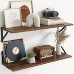 Floating Shelves with Black Metal Brackets Set of 2,30" Wx8 D Wall Mounted Shelves Floating Bookshelf,Hanging Storage Shelf f