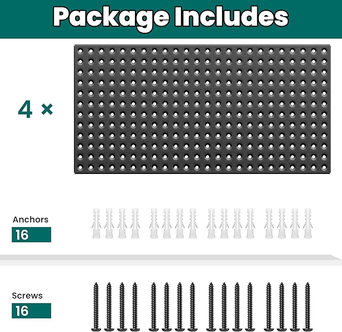 EVERHANGER Metal Pegboard Panels 24" x 12", Heavy Duty Steel Peg Boards for Garage, Pegboard Wall Organizer for Tool Storage 