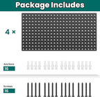 EVERHANGER Metal Pegboard Panels 24" x 12", Heavy Duty Steel Peg Boards for Garage, Pegboard Wall Organizer for Tool Storage 