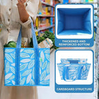 VENO 3 Pack Reusable Grocery Bags, Shopping Bags for Groceries, Tote with Handles and Hard Bottom, Foldable Shopping Cart Organizer, Water Resistant, Heavy-Duty (Spring Breeze, 6 Gallon)