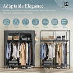 CAPHAUS 55-Inch Clothing Rack with Cover, Portable Closet Wardrobe, Covered Garment Rack for Hanging Clothes, 190LB Capacity 