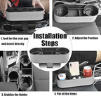 iokone Coin Side Pocket Console Side Pocket Leather Cover Car Cup Holder Auto Front Seat Organizer Cell Mobile Phone Holder (Slim-Gray)