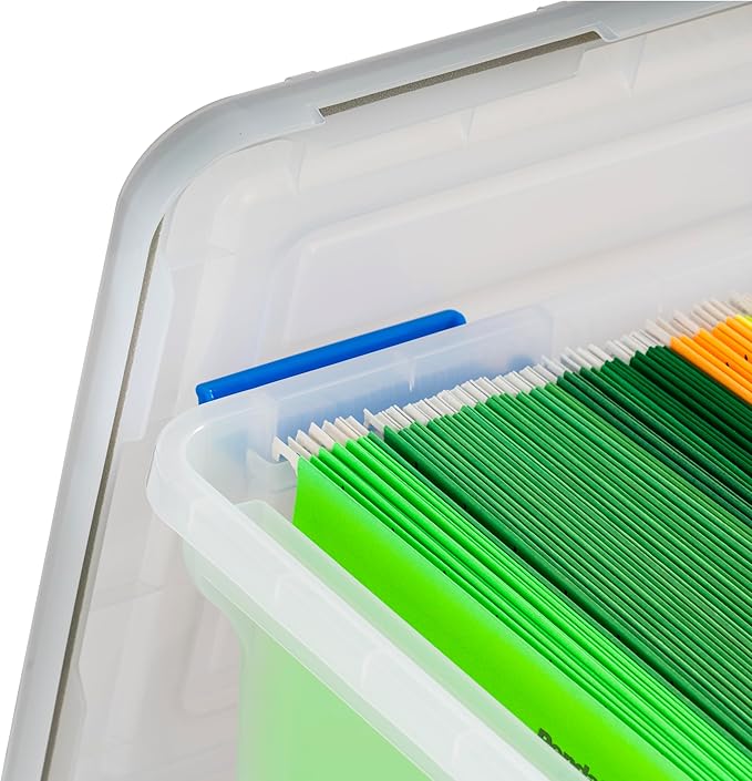 IRIS USA File Box, WeatherPro File Organizer for Letter/Legal File, Water Resistant Document Box, Plastic Gasket File Box Wit