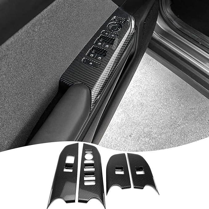 Window Control Panel Cover,for Kia K4 2024 2025 2026, Door Panel Cover,Power Windows Trim - Carbon Fiber Protective Accessories