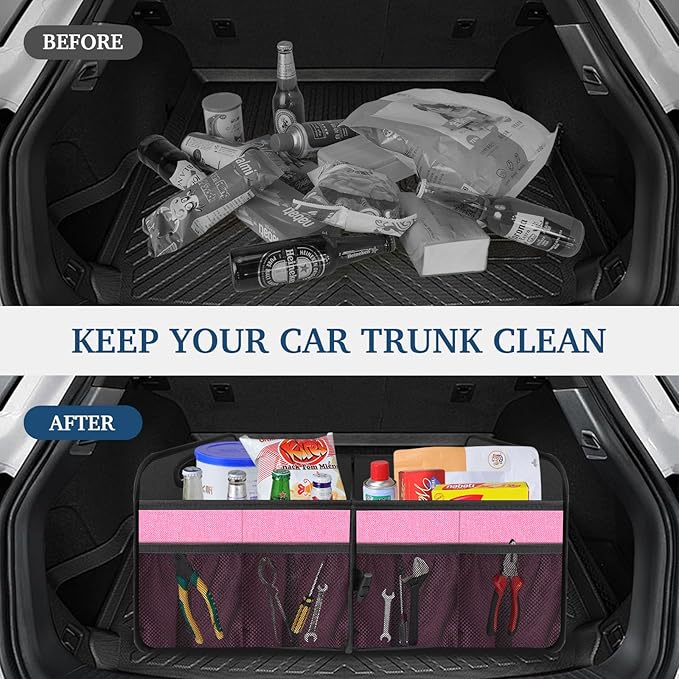 Femuar Car Trunk Organizer, Car Storage Organizer with Large Capacity Waterproof Collapsible Trunk Organizer for Car Suv/Jeep/