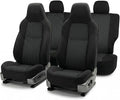 FH Group Car Seat Covers Classic Cloth Seat Covers Full Set with Gift – Universal Fit for Cars Trucks & SUVs (Black) FB102114