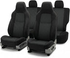 FH Group Car Seat Covers Classic Cloth Seat Covers Full Set with Gift – Universal Fit for Cars Trucks & SUVs (Black) FB102114