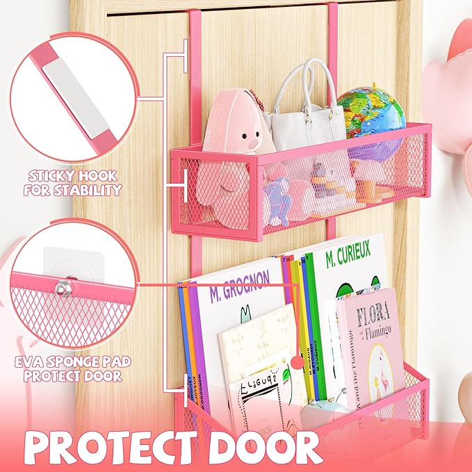 Kaiferty Over The Door Hooks Organizer, Coat Rack Over The Door Storage Hanger Towel Rack, Back of Door Storage Organizer for