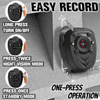 Mini Body Camera Video Recorder Built-in 128GB Card with Night Vision IR & Loop Record HD 1080P, 6 HR Battery Life Police Cam for Outdoor, Law Enforcement, Security Guard (128G With Magnetic Lanyard)