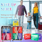 Paterr 14 Pcs Packing Cubes for Travel Kids Days of Week Compression Packing Cubes Colorful Luggage Organizers Suitcase Camp(
