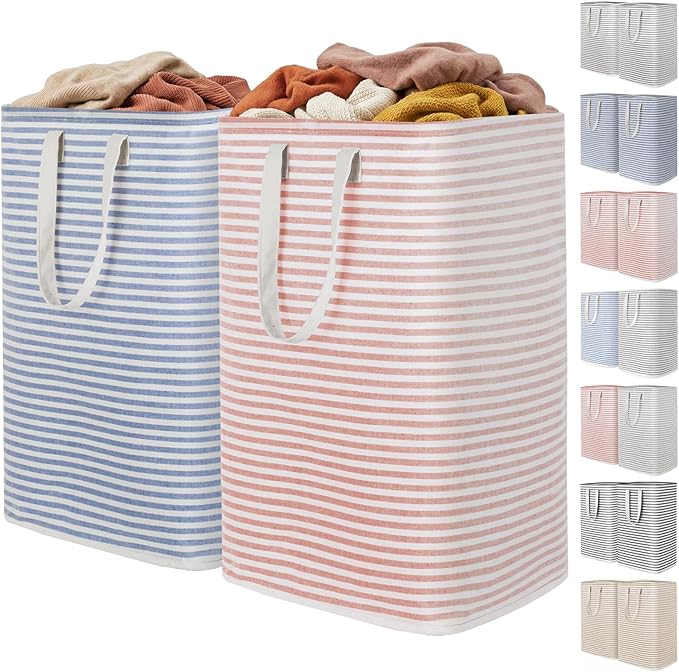 Lifewit 2 Pack Laundry Basket 80L Each, Collapsible Clothes Hamper with Reinforced Handles, Freestanding Waterproof Design fo