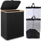 iEGrow 150L Laundry Basket with Lid,Large Laundry Hamper with Bamboo Handles, Hampers for Laundry, Dirty Clothes Hamper with 