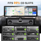 Extended Arm CD Slot CarPlay Screen Mount – Higher Viewing Position for Better Visibility, Extra Clearance for Various Dashboard Layouts, Compatible with 7"–10.26" CarPlay Displays