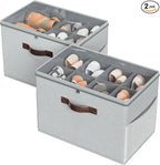Budding Joy 2 Pack Shoe Organizer for Closet, Clear Foldable Shoe Storage Containers Adjustable Dividers Fits 16 Pairs,Shoe S