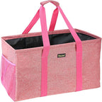 BALEINE Extra Large Utility Tote Bag with Wire Frame for Storage (Pink, 22''x12''x10'')
