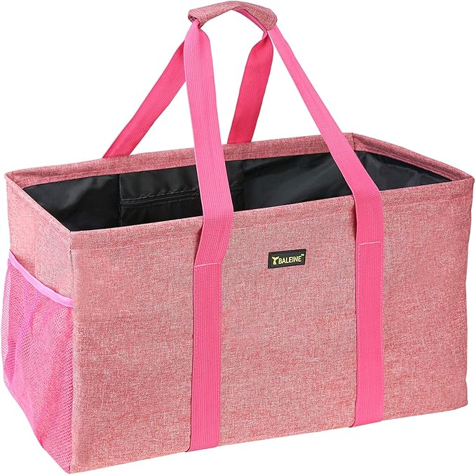 BALEINE Extra Large Utility Tote Bag with Wire Frame for Storage (Pink, 22''x12''x10'')